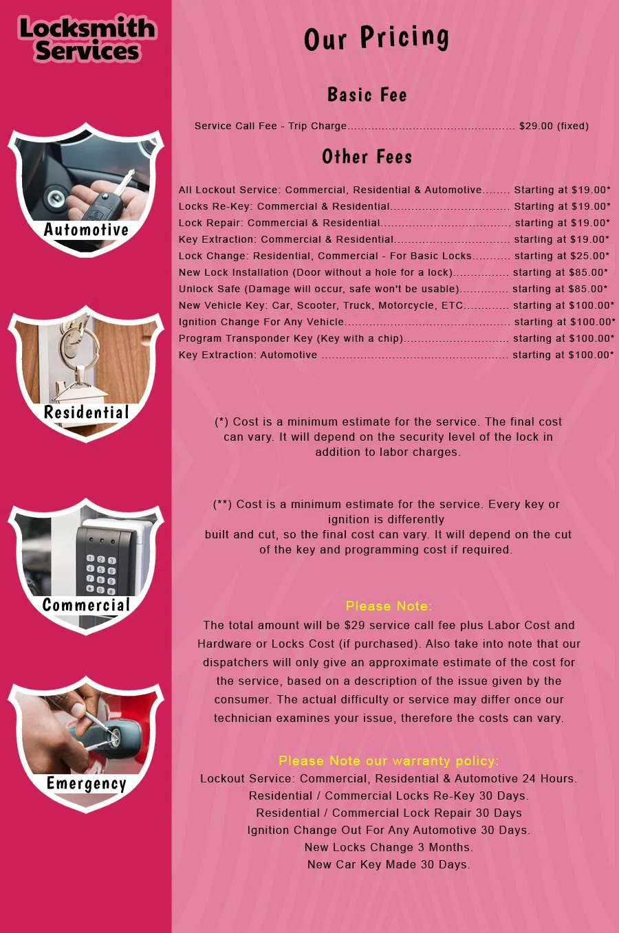 Linden NJ Locksmith Store Linden, NJ 908-409-1283 - price-list-c-18